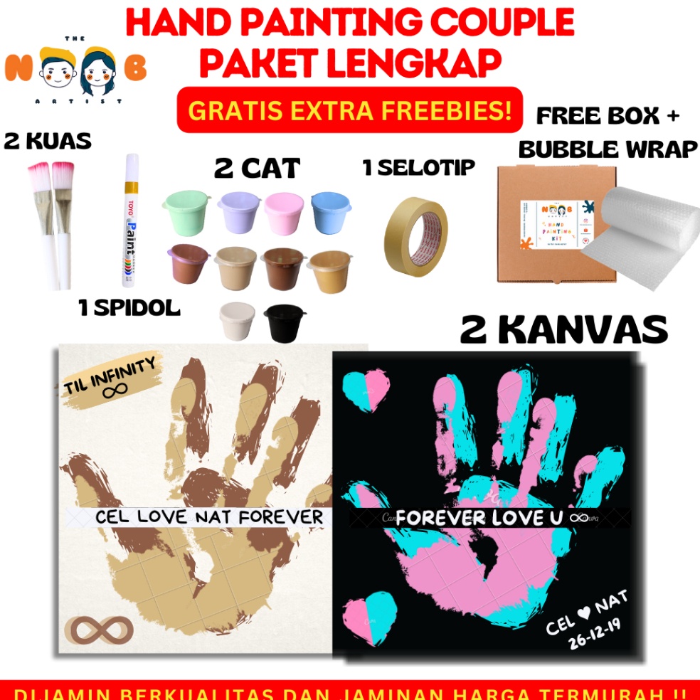 

➮ Hand Painting Kit Canvas By The Noob Artist | Kanvas Cap Tangan Couple | Canvas 20x20 cm | Kanvas Lukis Tangan Couple qyaoj