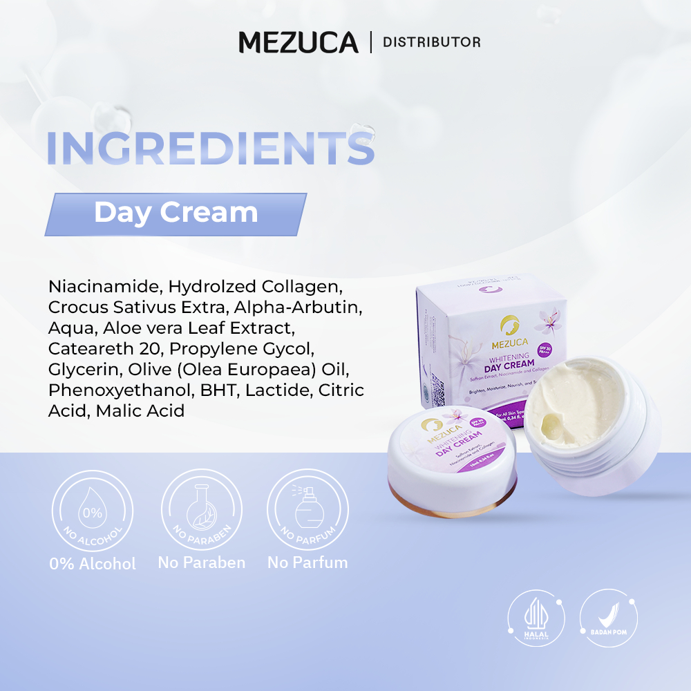 MEZUCA Day Cream Saffron with Niacinamide and Collagen Distributor Bandung