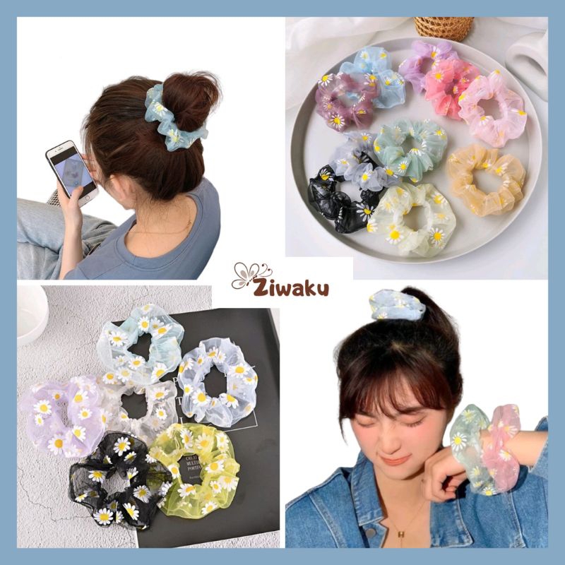 Tali rambut crunchy DAISY ikat rambut scrunchie nimport Korea Ziwaku