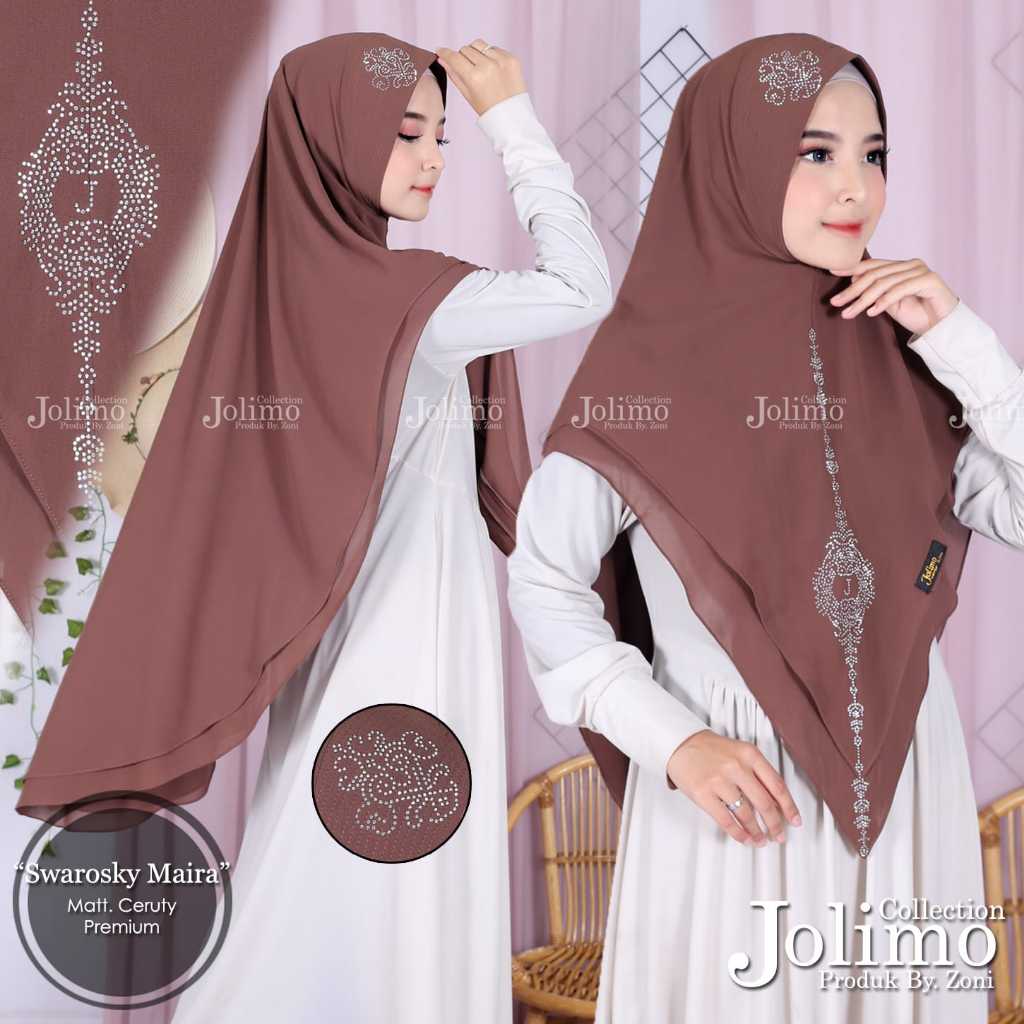 Khimar Ceruty Maira Swarovski Babydoll – Jilbab 2 Layer Premium | Hijab Pet Antem Terbaru
