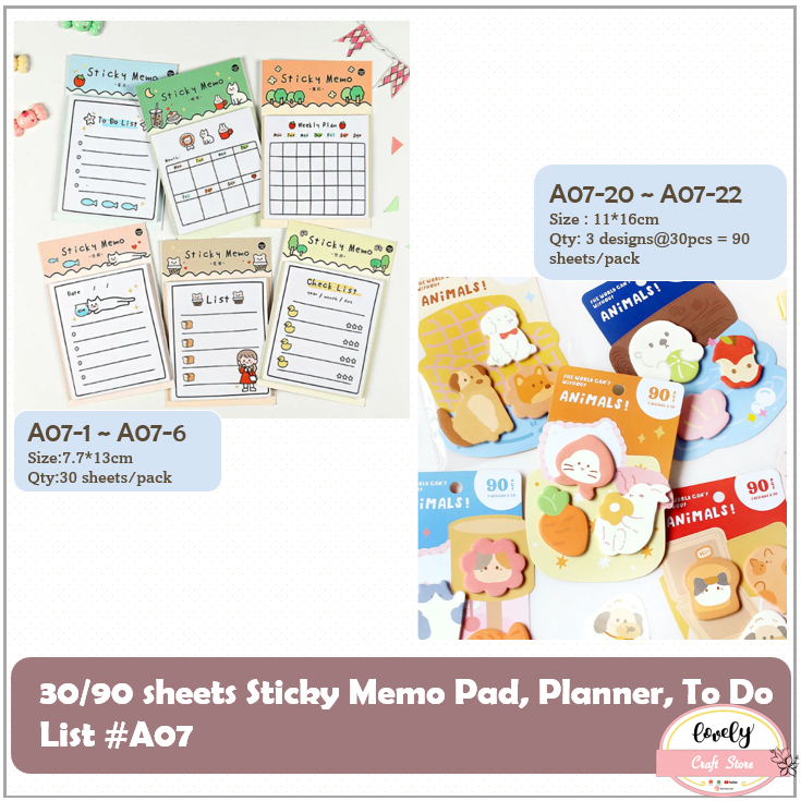 

LovelyCraftStore | A07 Sticky Memo Pad Planner Notes To Do List Review Memo