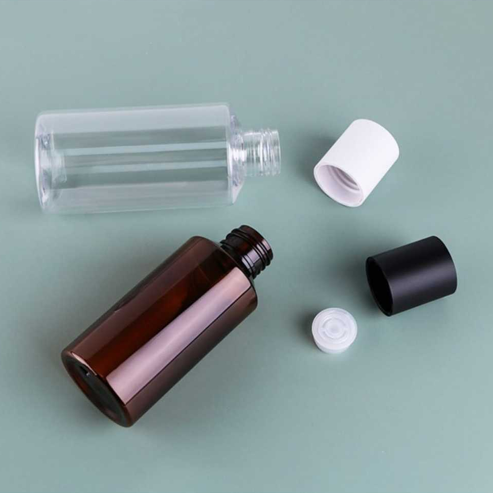 Botol Plastik PET Toner 100ml Botol Kosmetik Plastik PET Bahu Miring Kemasan Make Up Makeup Remover 