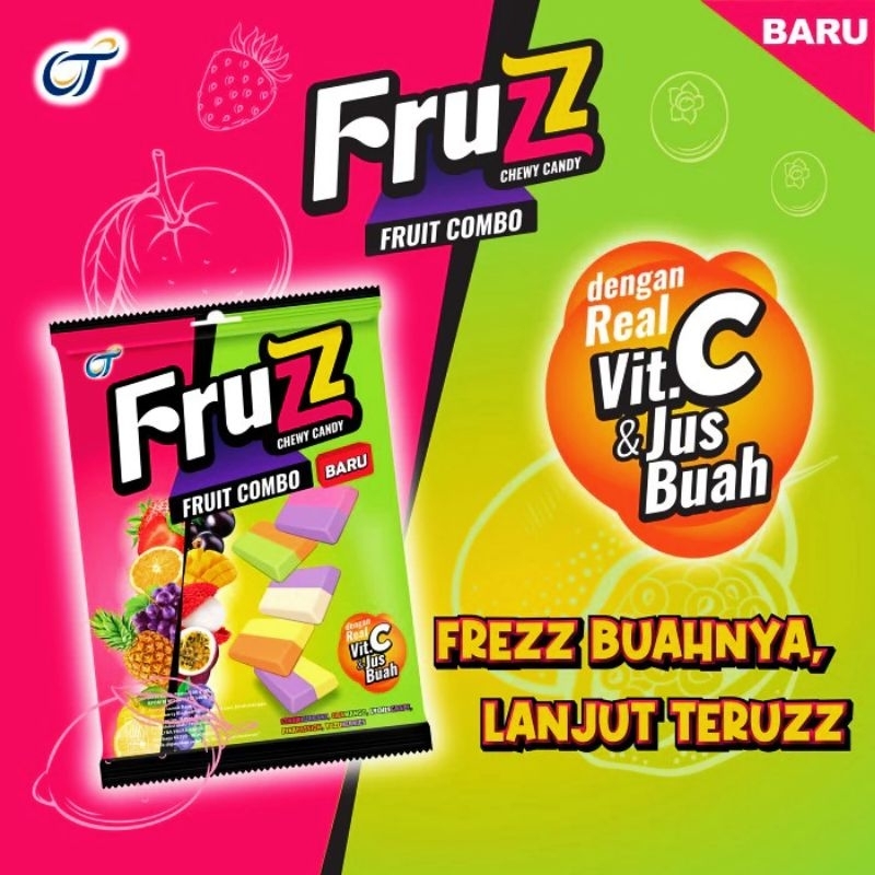

Permen FRUZZ chewy candy fruit combo pcs 100 gram