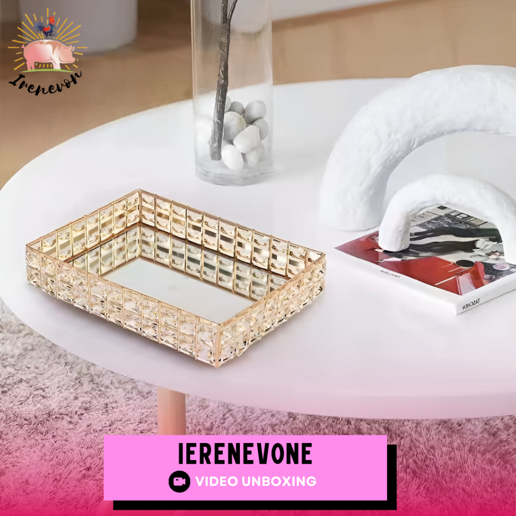 Nampan kristal / Tray kristal / Nampan seserahan / Baki hantaran / European Luxury Gold Tray