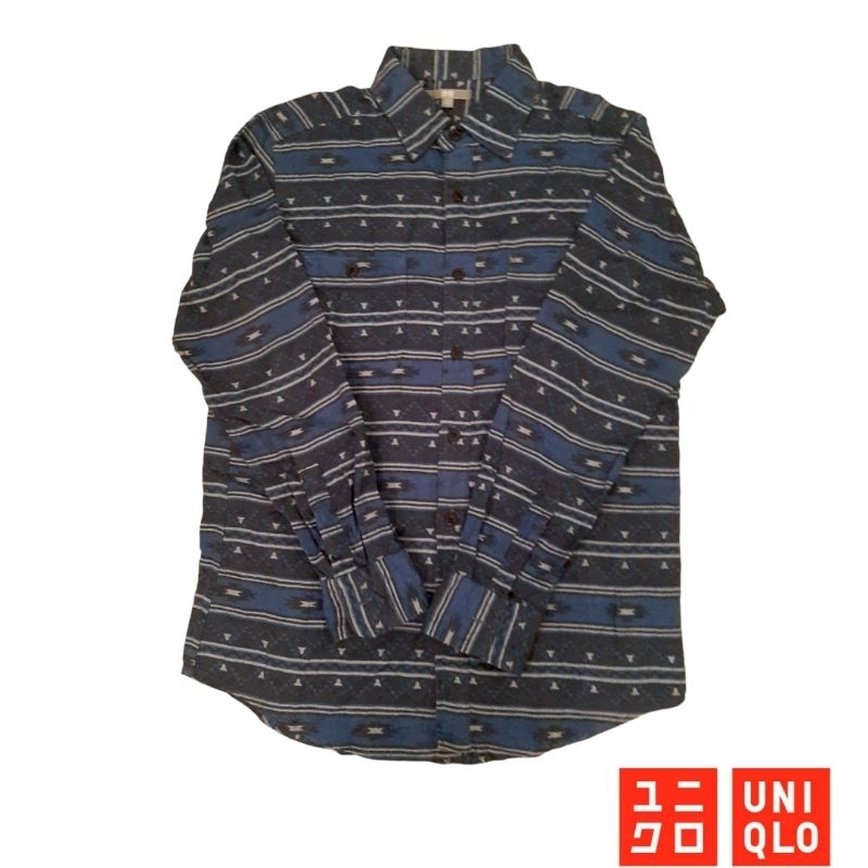 Kemeja Uniqlo Tribal Biru Second
