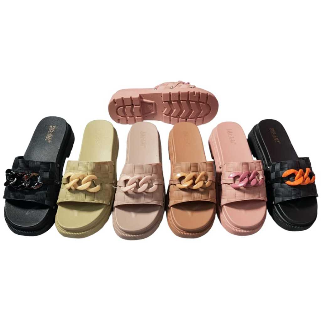 Bara Bara Sandal Selop Karet Wanita Import Rantai WS898-KKPLV (Ai2)