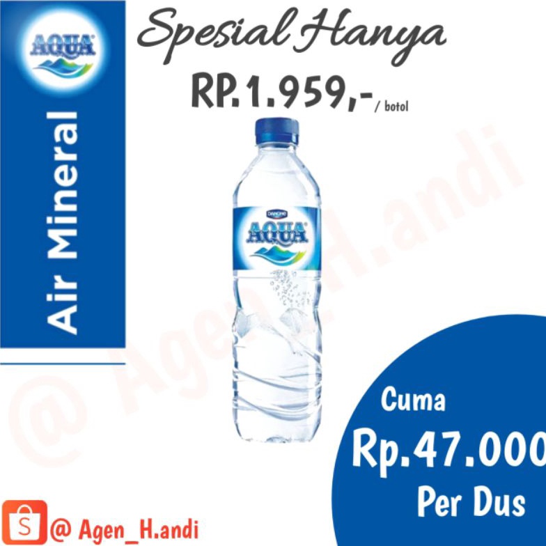 

Air minum mineral merek Aqua 600ml/Botol tanggung/Botol sedang 6851