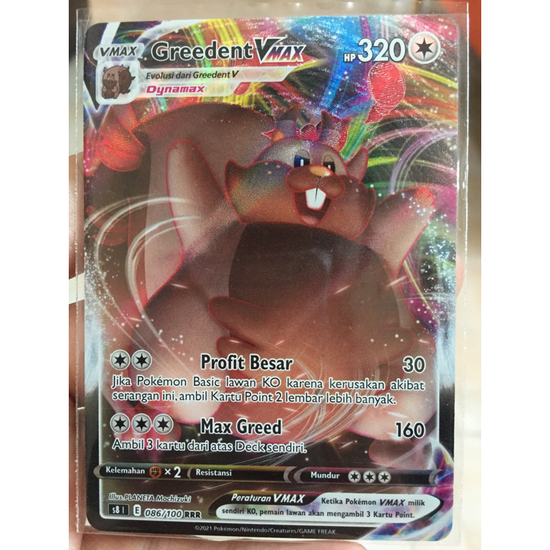 KARTU POKEMON GREEDENT VMAX RRR INDONESIA HOLO NOT MINT