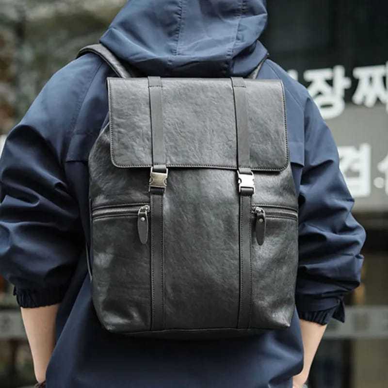 Tas Ransel Santai Ransel Laptop Bisnis Ransel Siswa Kulit Asli Garut