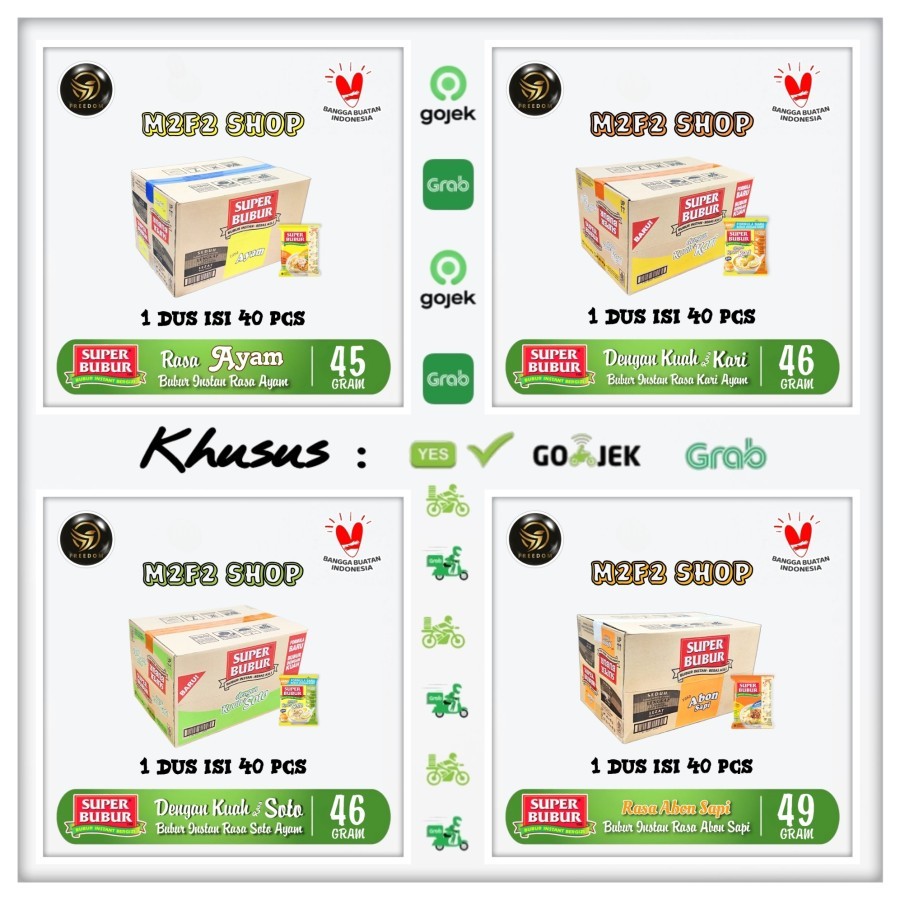 

Super Bubur Instant Kuah Beras Asli | Semua Rasa - 46 gr Kemasan Karton (Khusus Bluebird/Gojek/Grab)