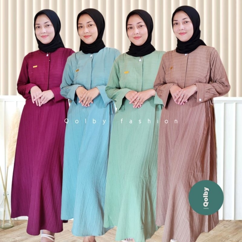 Dress Yora Lady Crush Dress Busana Muslim Kancing Polos Gamis Wanita Panjang