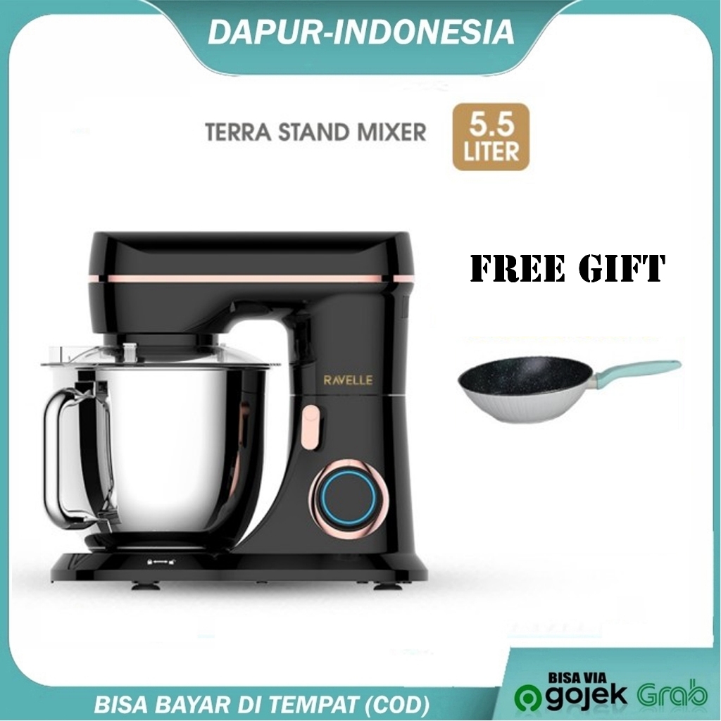 RAVELLE Stand Mixer 5.5L Terra Electric Mixer - Platinum Black