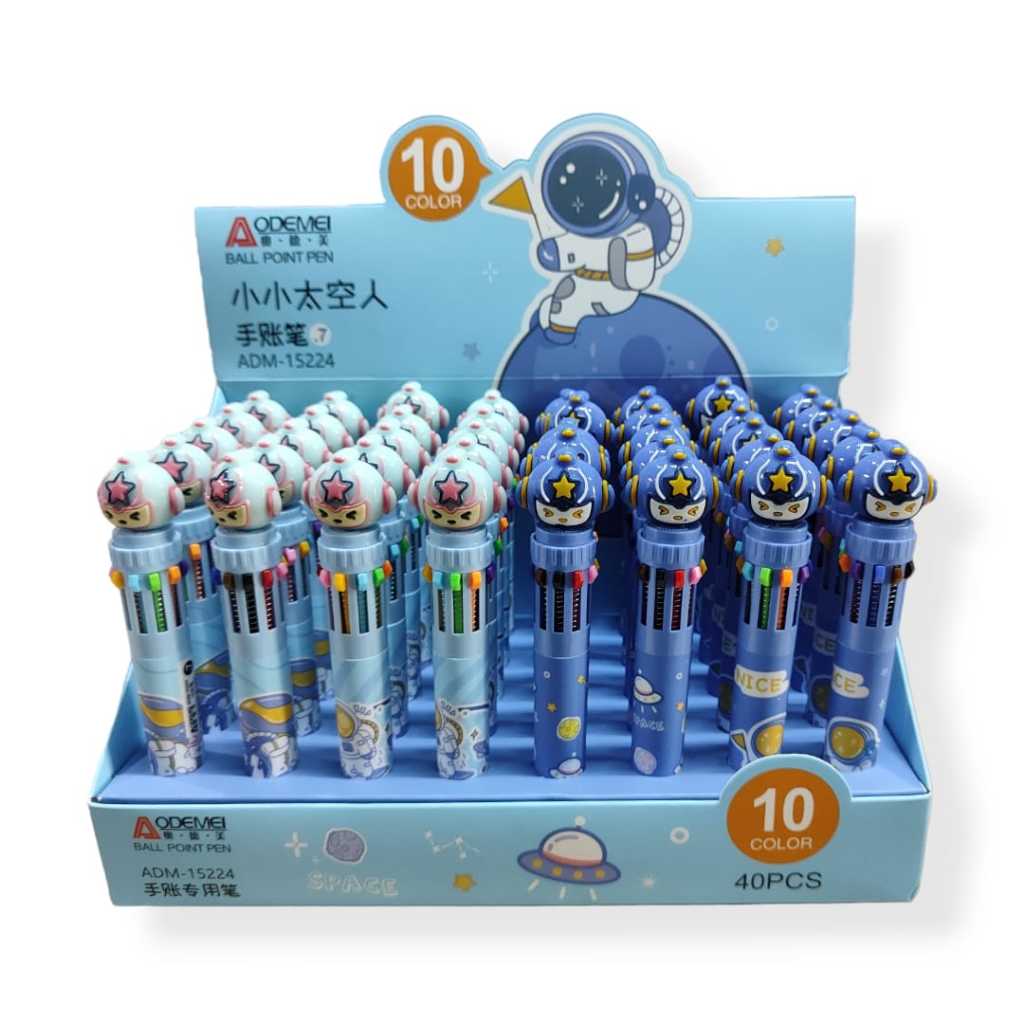 

PULPEN CLICK 10 WARNA / BALLPOINT CETEK 10 IN 1 KARAKTER ASTRONOT / SPACE