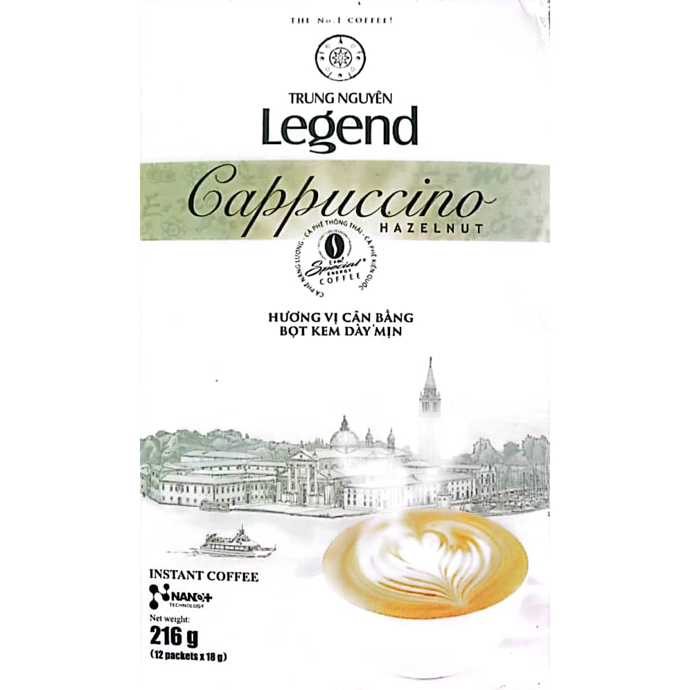 Trung Nguyen Legend Coffee Cappucino Hazelnut Kopi Instan Vietnam 12sachet
