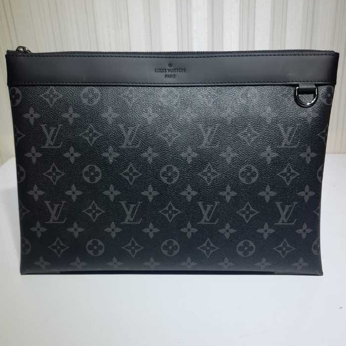 Tas LV Pria Clutch Monogram Eclipse Discovery Pochette 2018 Pouch Ipad Tab Branded Clutch Hitam Orig