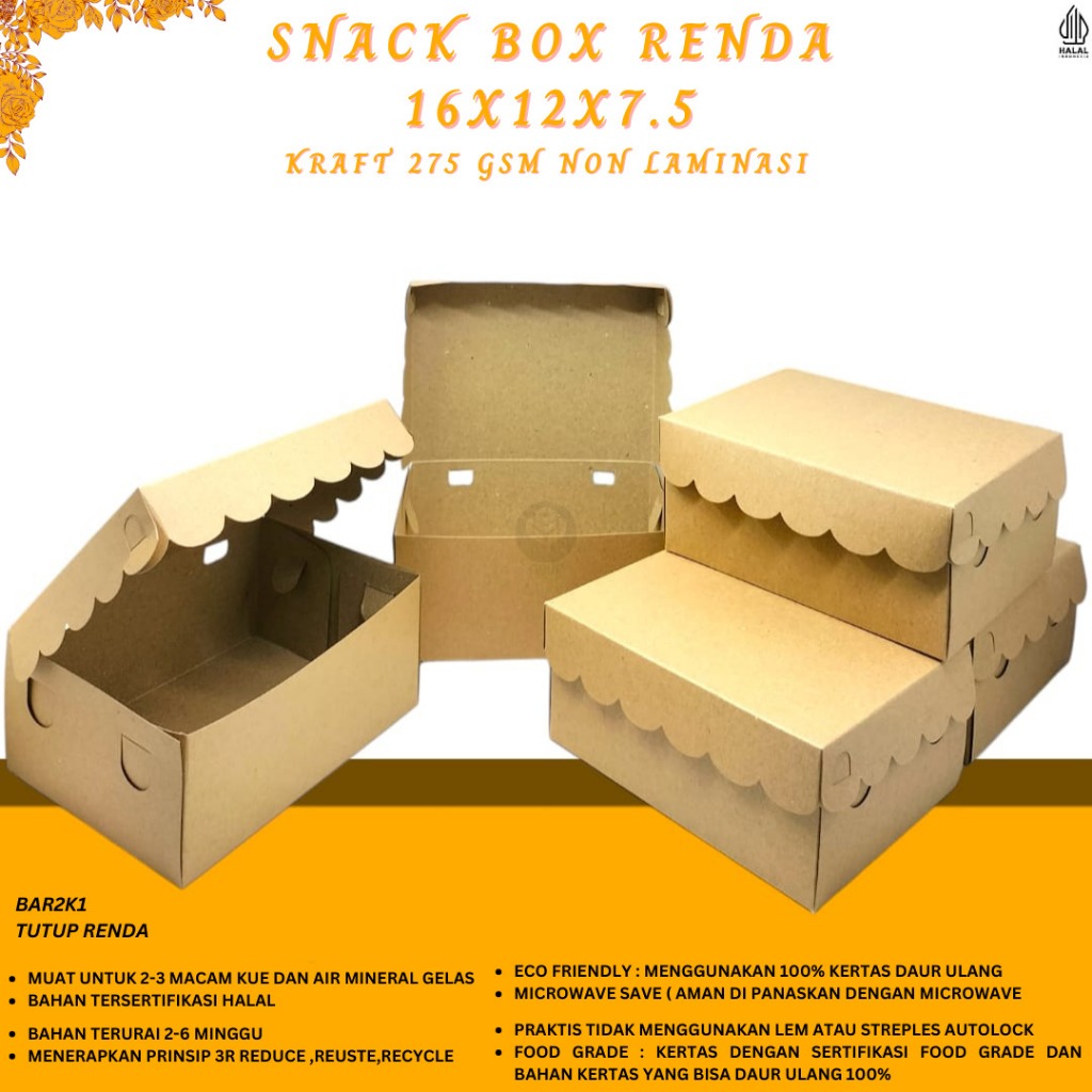 

Snack Box 12x16 Kraft Bahan 275 Gsm (BAR2-K1)