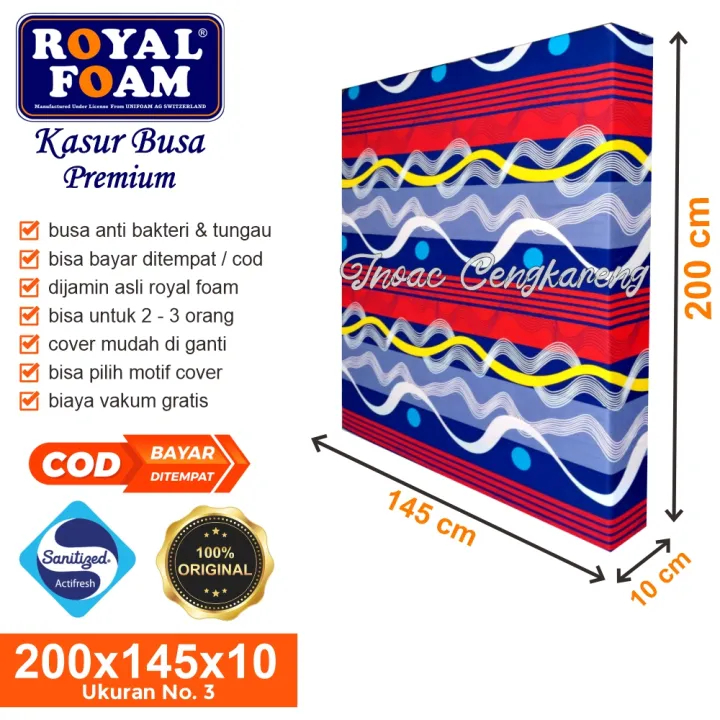 Kasur Busa Royal Foam D16 Ukuran 200x145x10 cm No.3 Original Anti Tungau dan Bakteri / Kasur Busa Re