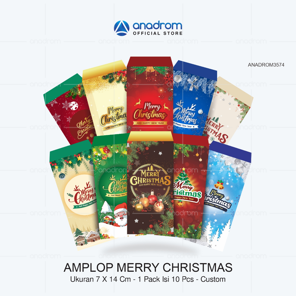

Amplop Selamat Hari Natal Custom | Amplop Merry Christmas | Amplop Free Custom Foto | 1 PacK Isi 10 Pcs | Anadrom 3574
