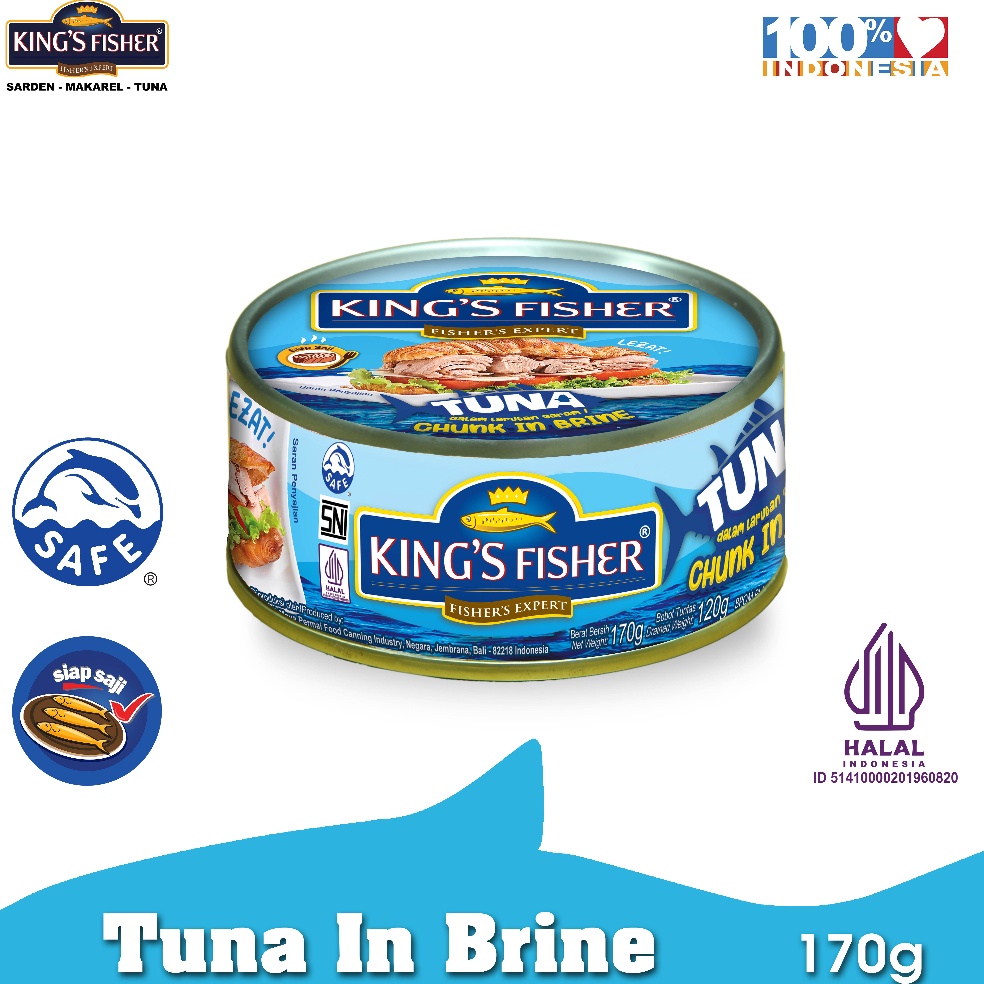 

COD King's Fisher Tuna dalam Air Garam Tuna in Brine Daging Tuna Makanan Kaleng 170 gr Super Promo