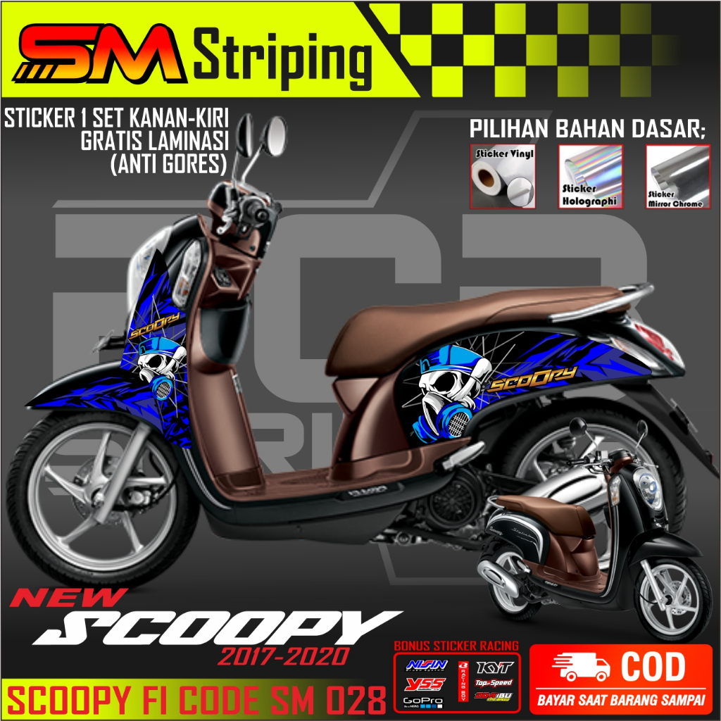 STRIPING SCOOPY VARIASI STRIPING MOTOR SCOOPY FI 2013/2014/2015/2016 SM 028