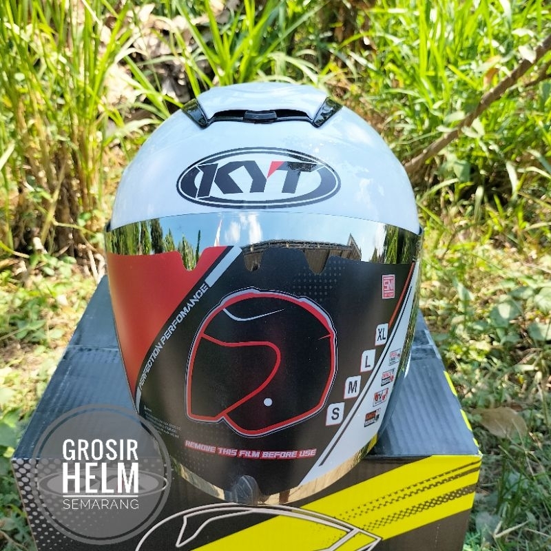 Helm Kyoto Replika Kyt Solid Putih Paket Ganteng