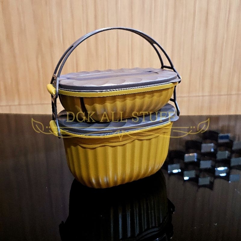 Rantang Basi Prasmanan Tempat Wadah Bekal Makan Lauk Sayur Nasi Bontot Sekat Bulat Oval Plastik Susu