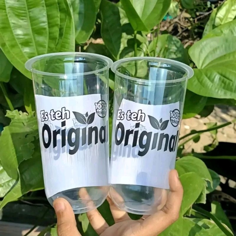 sablon gelas cup plastik 22 oz oval euro murah