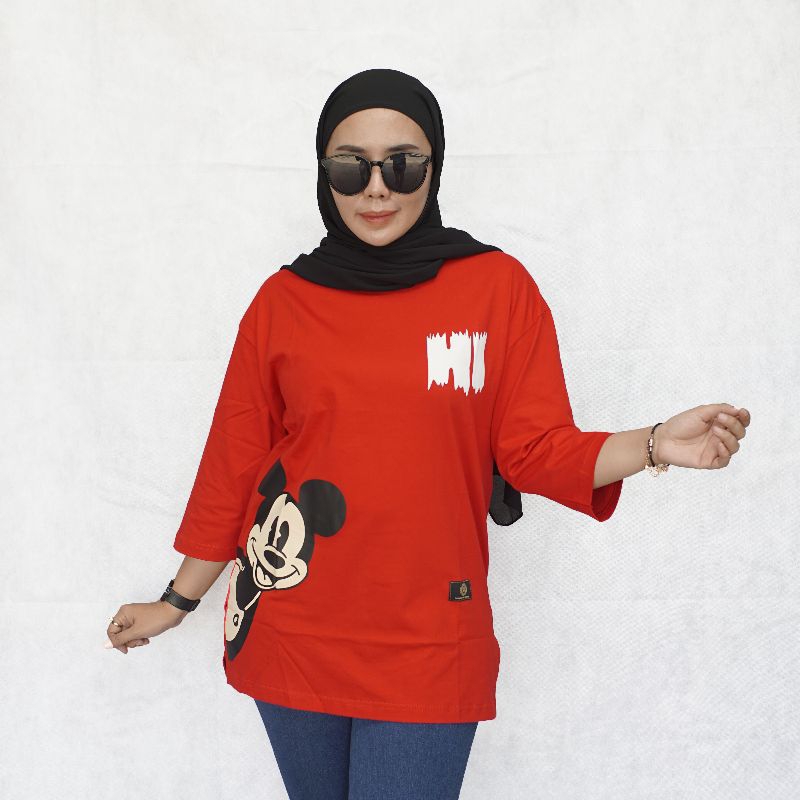 T -SHIRT OVERSIZE KAOS WANITA OVERSIZE KARAKTER SIZE JUMBO TANGAN 7/8