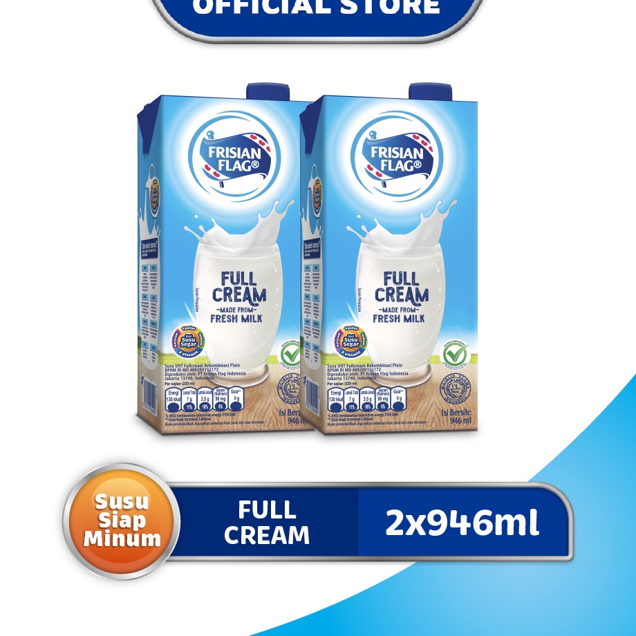 

CCNJ3982 XG34448 Frisian Flag Family UHT Full Cream 946 ml x 2 pcs