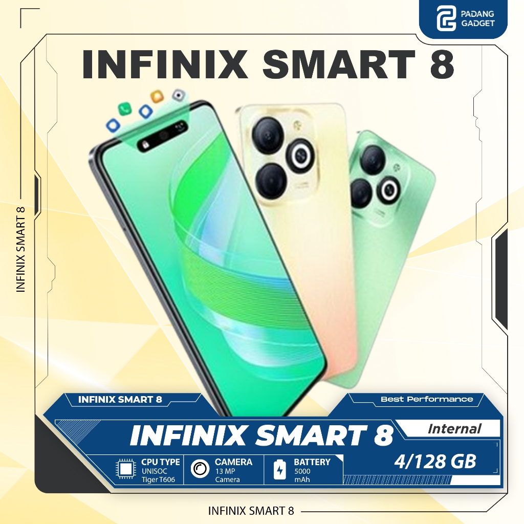 Infinix Smart 8 Ram 4/128 GB Original Extended Ram Smartphone Handphone Android Garansi Resmi Infinix