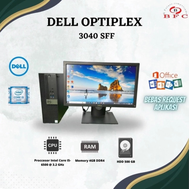 PC DELL OPTIPLEX 3040 + Layar 19 inch