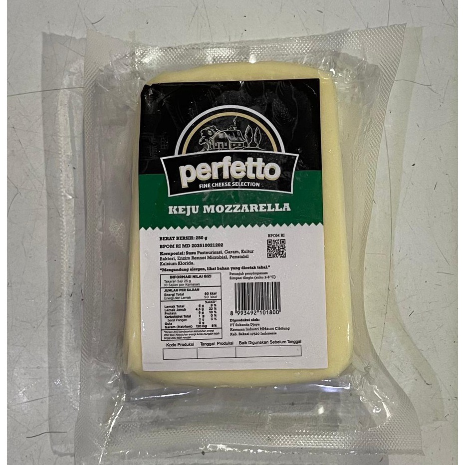

MQYR1856 8.8 Keju Mozarella Cheese Perfetto 250gr Gosend/Grab Onlyy!