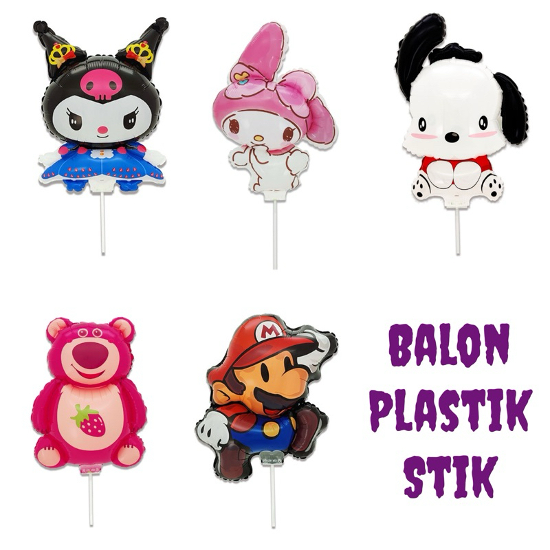 BALON PLASTIK STICK SANSAN RIO MARIO