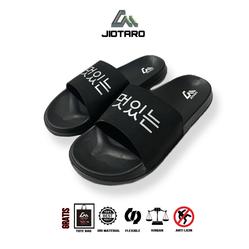 JIOTARO - Sandal Slip On Pria Wanita ORIGINAL BLACK KOREA#4