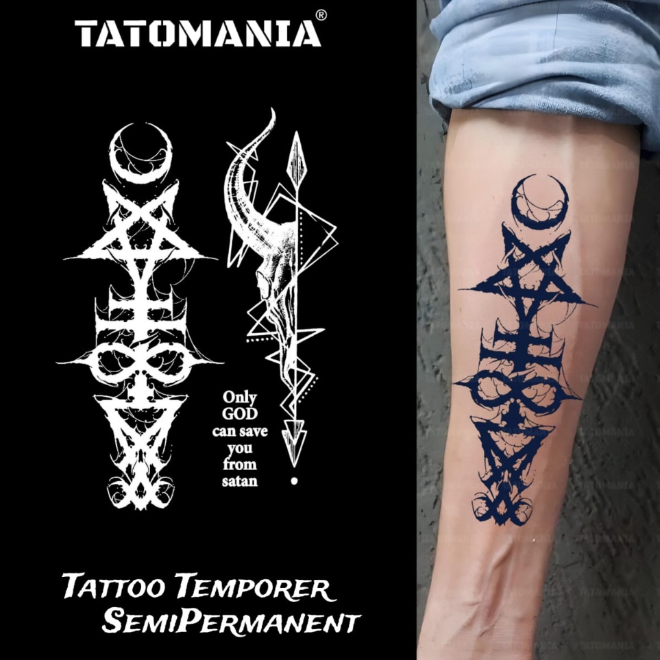 ↑❂❉ TATOMANIA-Tato semi permanen Stiker Tato Temporer Motif Satanic