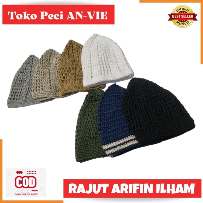 PECI RAJUT ARIFIN Murah , Peci Kopiah RAJUT ARIFIN ILHAM TEBAL , Peci Rajut Arifin Tebal , Peci Haji