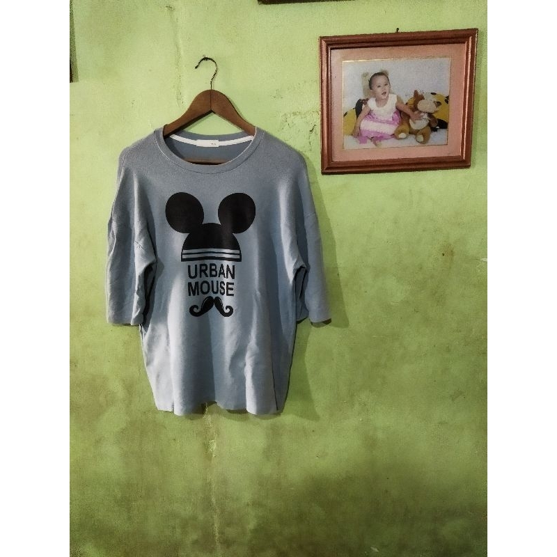 baju kaos wanita lucu MICKEY MOUSE warna biru navy