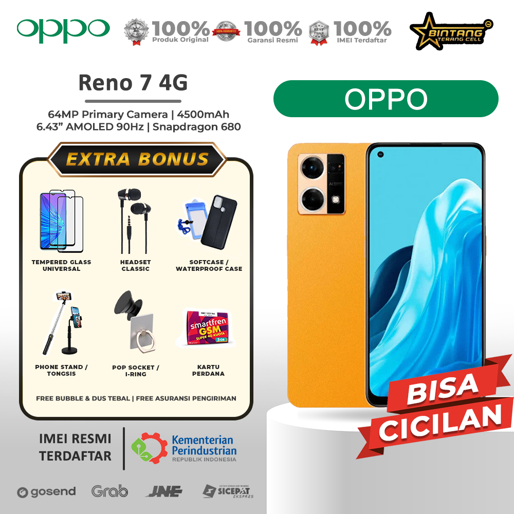 [PROMO]Oppo Reno 7 5G ram 8+5gb/128gb 4G Ram 8+5gb/256Gb extended 5gb=13gb garansi Resmi