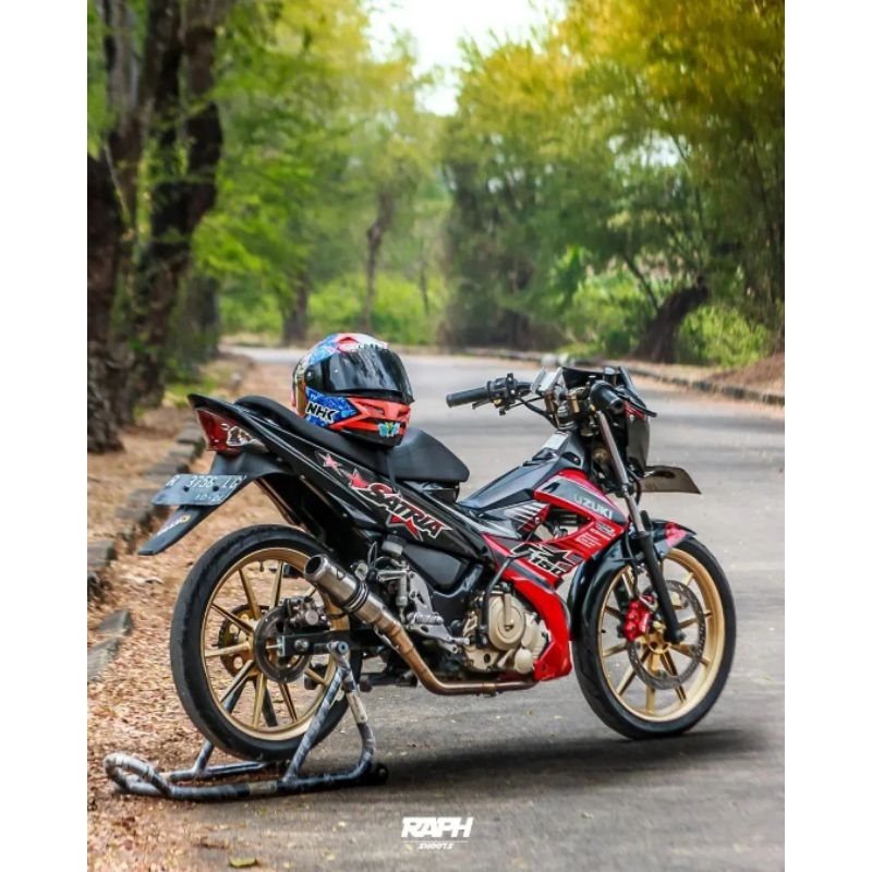 STRIPING STICKER LIS STANDAR ORI SATRIA FU 150 FACELIFT  FL 2014 merah hitam