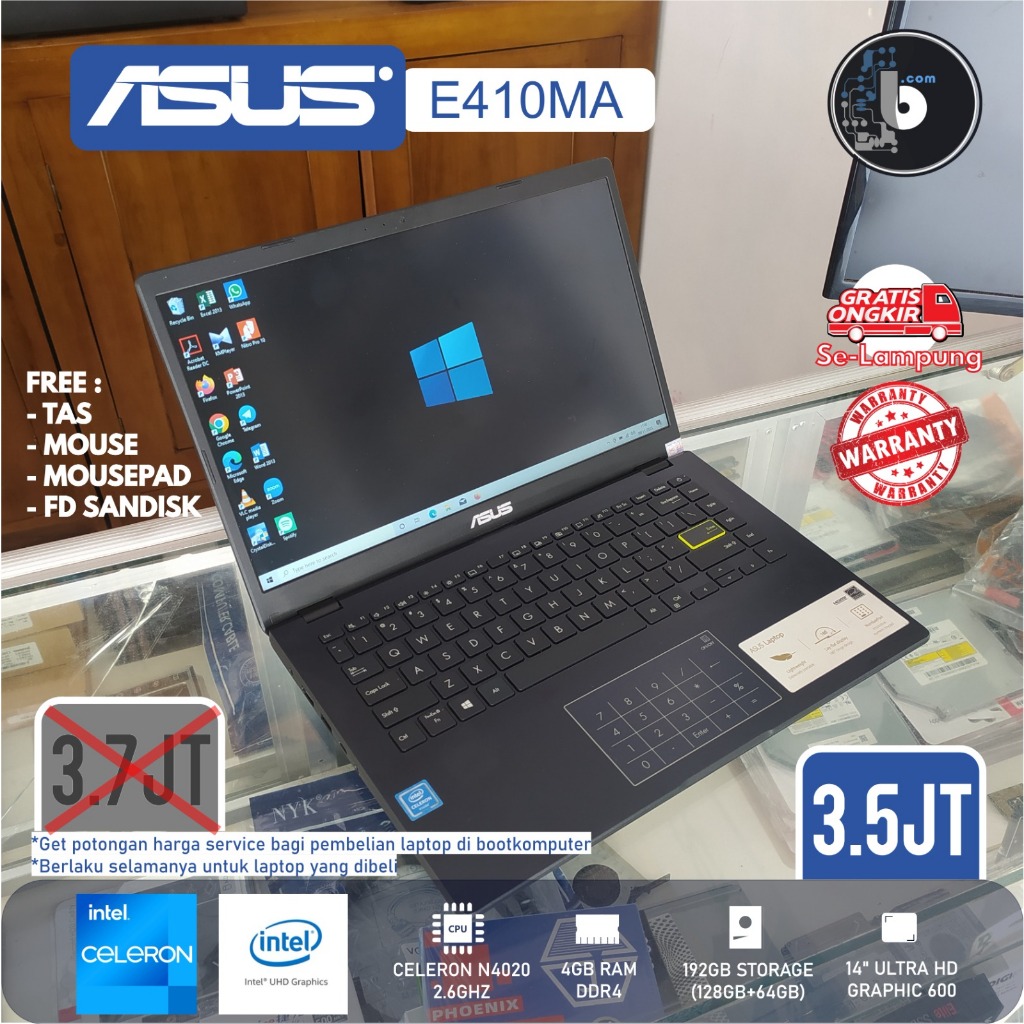 ASUS E410MA SECOND LIKE NEW THN 2021 FULL SET DENGAN BOX