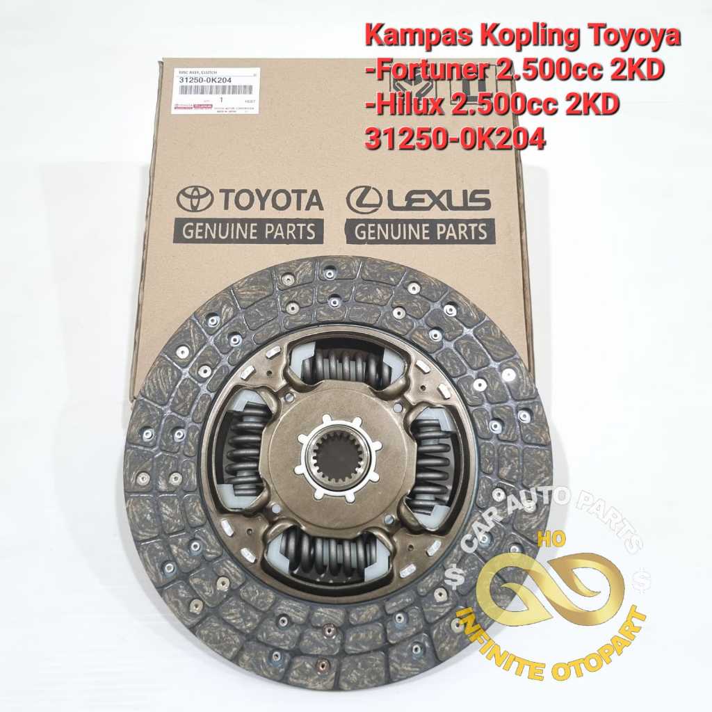 PLAT KAMPAS KOPLING CLUTCH DISC HILUX 2.5 FORTUNER 2500CC 2KD 31250-0K204 TOY GOOD QUALITY