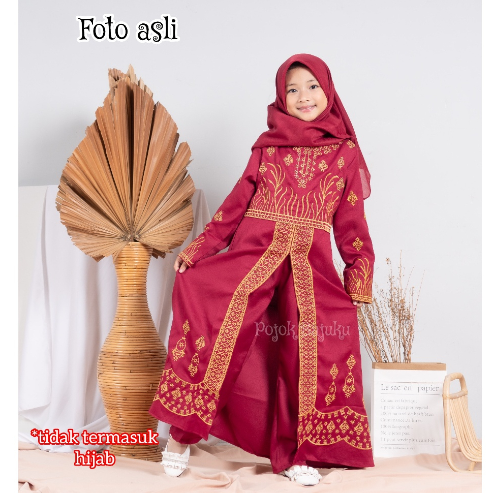 Baju Muslim Anak Perempuan Setelan Gamis Anak Cewek Set Gamis Kondangan Pesta Model Syari India Bord