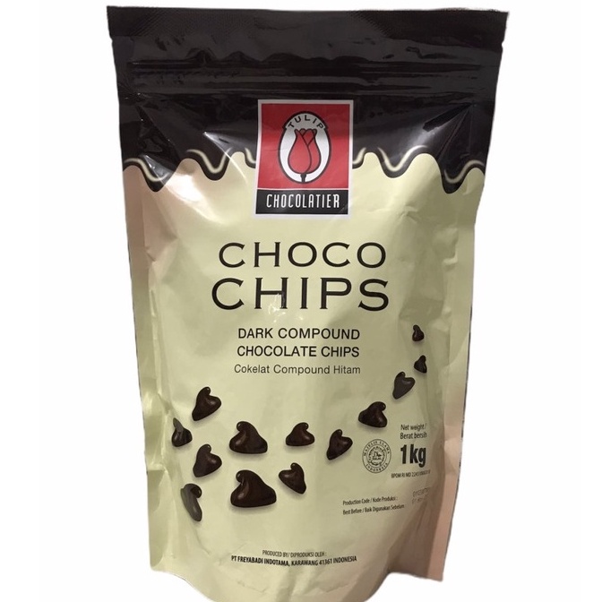 

Kode TBJ537 Tulip Dark Compound Choco Chips- Choco Dark 1kg