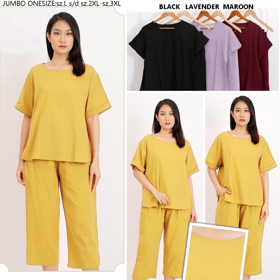 Baju Santai One Set Setelan Wanita Dewasa Jumbo Korean Style Stelan Pakaian Big size Oneset Outfit B