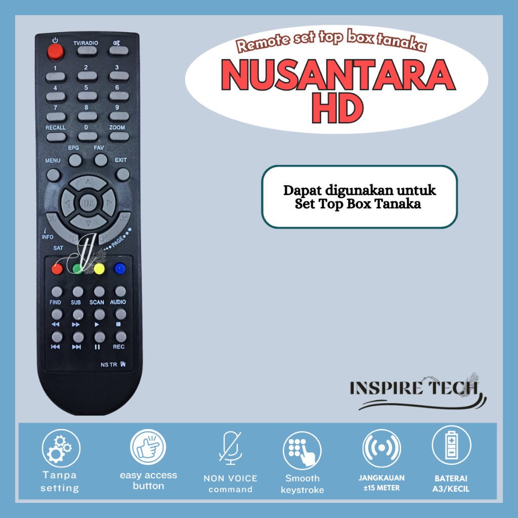 Remot Remote SET TOP BOX DVB T2 TANAKA Nusantara HD