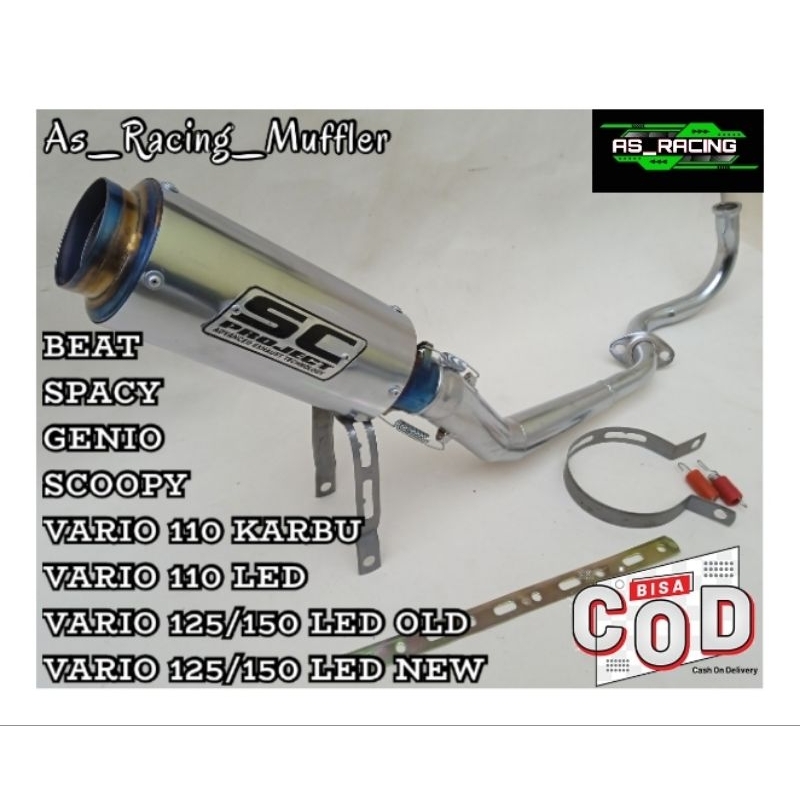 KNALPOT RACING SC PROJECT ALL TYPE HONDA MATIC BEAT FI,BEAT DELUXE,BEAT KARBU,BEAT POP,BEAT STREET,G