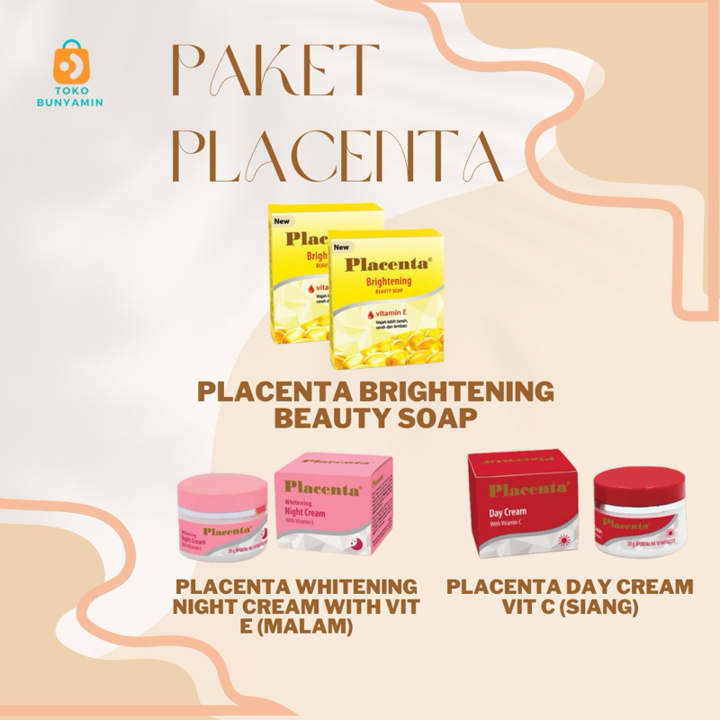 [PAKET PLACENTA] Placenta whitening Soap, Placenta whitening night cream & Placenta day cream