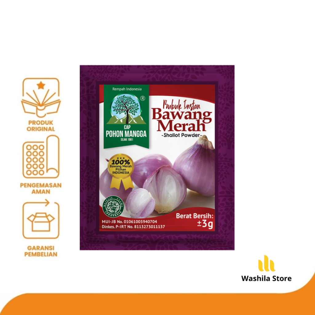 

BUMBU Bubuk Tepung BAWANG MERAH Kemasan Instan Bumbu Bawang Merah 1 Renceng 12 Sachet - Cap Pohon Mangga