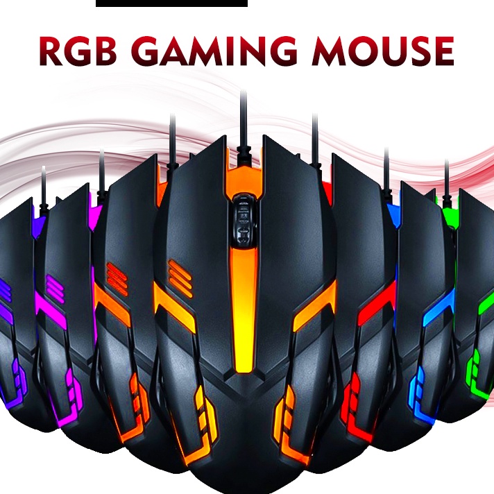 Harga Murah 【COD】Jovitech Mouse Gaming Wired Black Mouse Game RGB Colorful 7 LED light Mouse kabel- 