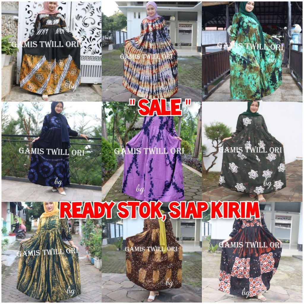 SALE BG COLLECTION ORI "READY STOK, SIAP KIRIM " GAMIS TWILL ORI SIZE " S M L XL " MOTIF PAMELA, CAT